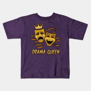 Drama Queen Comedy And Tragedy Gold Theater Masks Kids T-Shirt